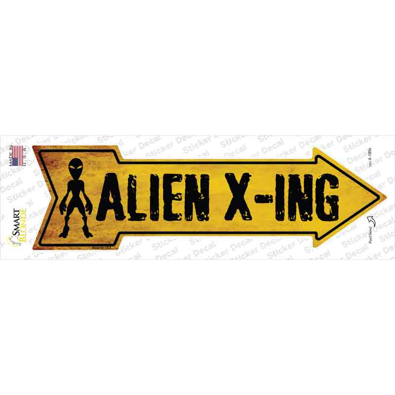 A-189s-M Alien Xing Novelty Arrow Sticker Decal - Medium