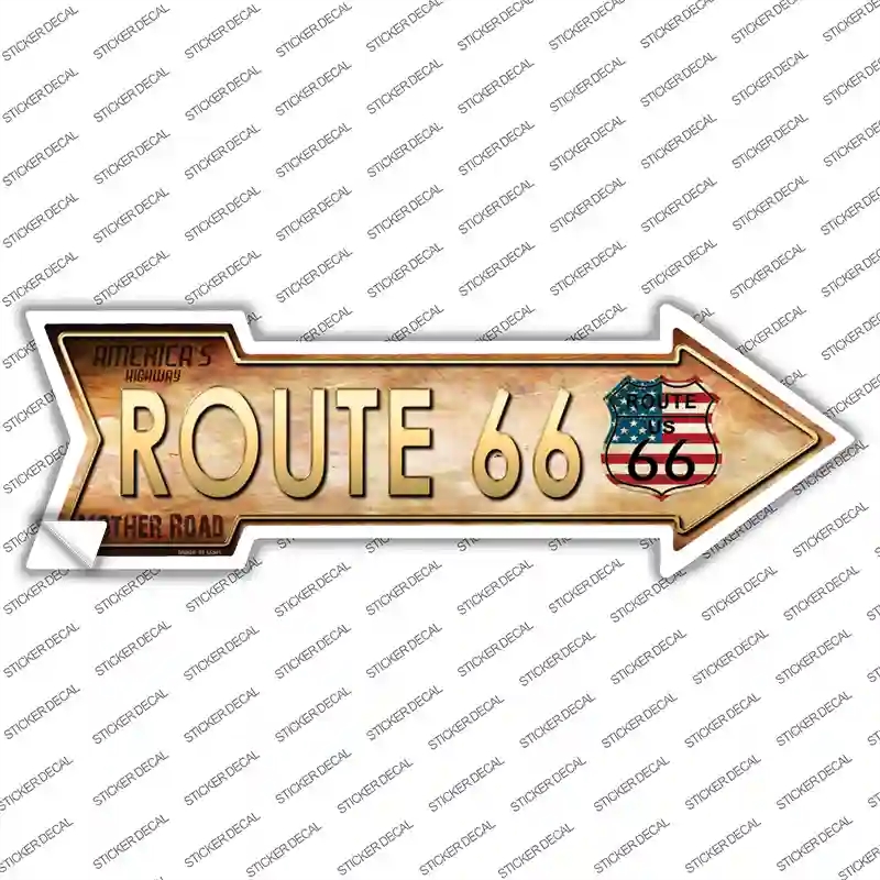 A-121s-S American Flag Route 66 Novelty Arrow Sticker Decal - Small