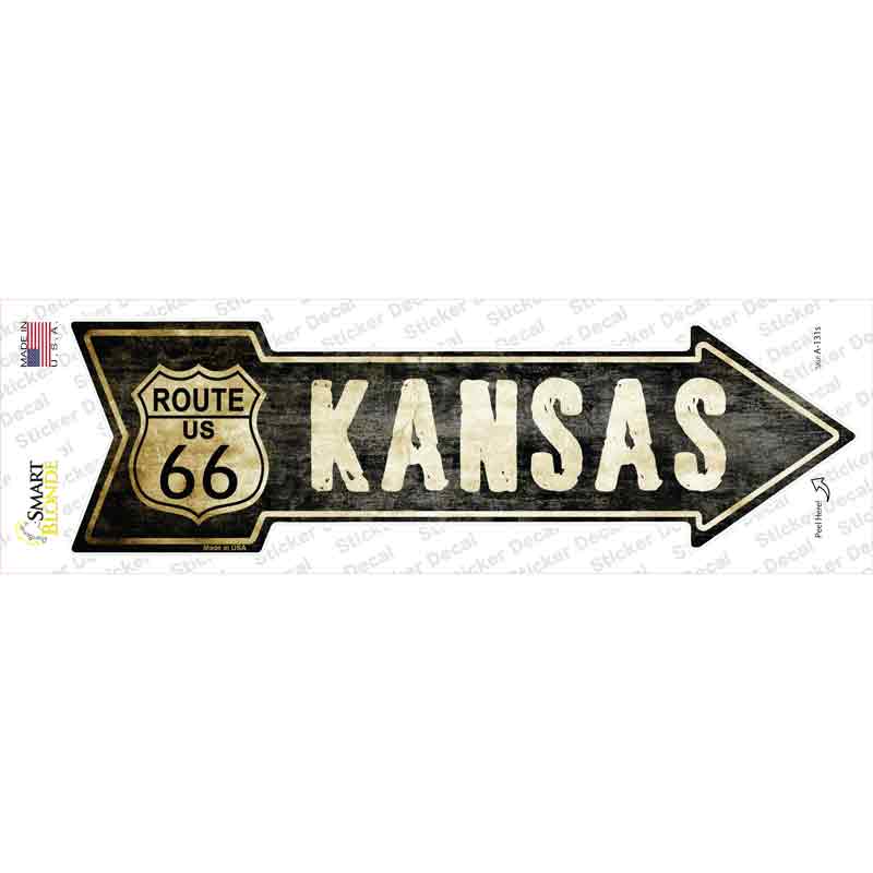 A-131s-M Vintage Route 66 Kansas Novelty Arrow Sticker Decal - Medium