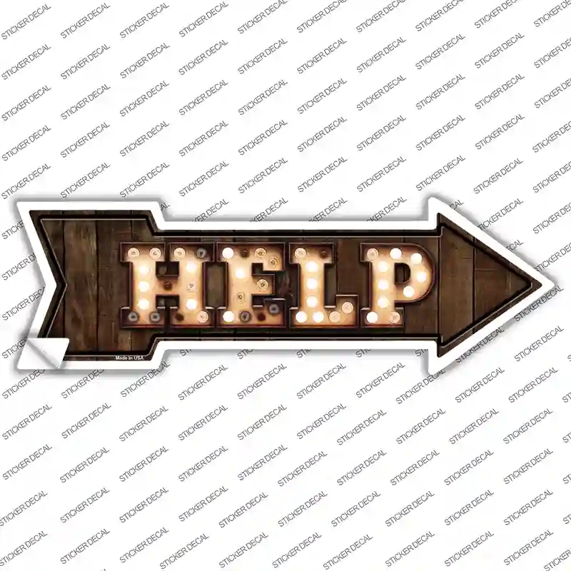 A-452s-S Help Bulb Letters Novelty Arrow Sticker Decal - Small