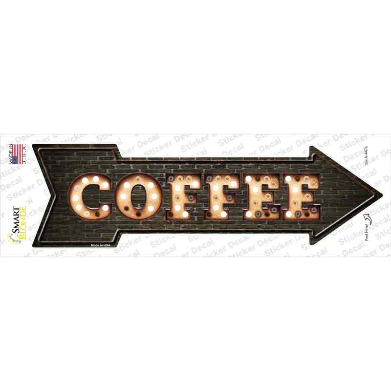 A-447s-M Coffee Bulb Letters Novelty Arrow Sticker Decal - Medium