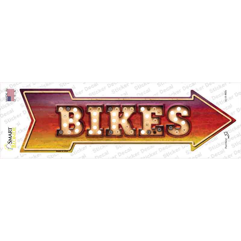 A-460s-M Bikes Bulb Letters Novelty Arrow Sticker Decal - Medium
