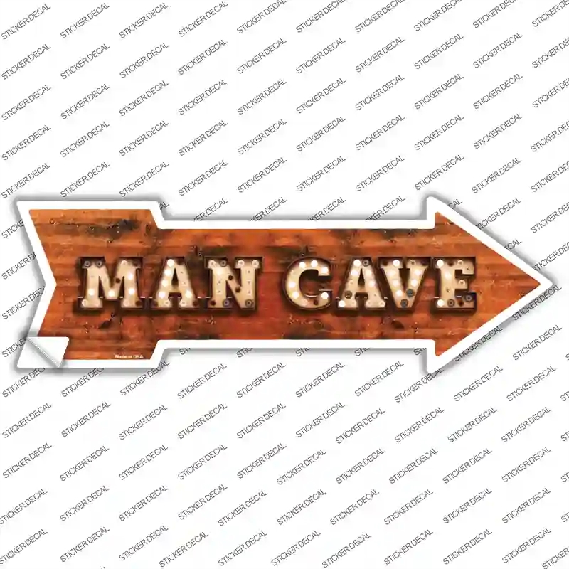 A-491s-S Man Cave Bulb Letters Novelty Arrow Sticker Decal - Small