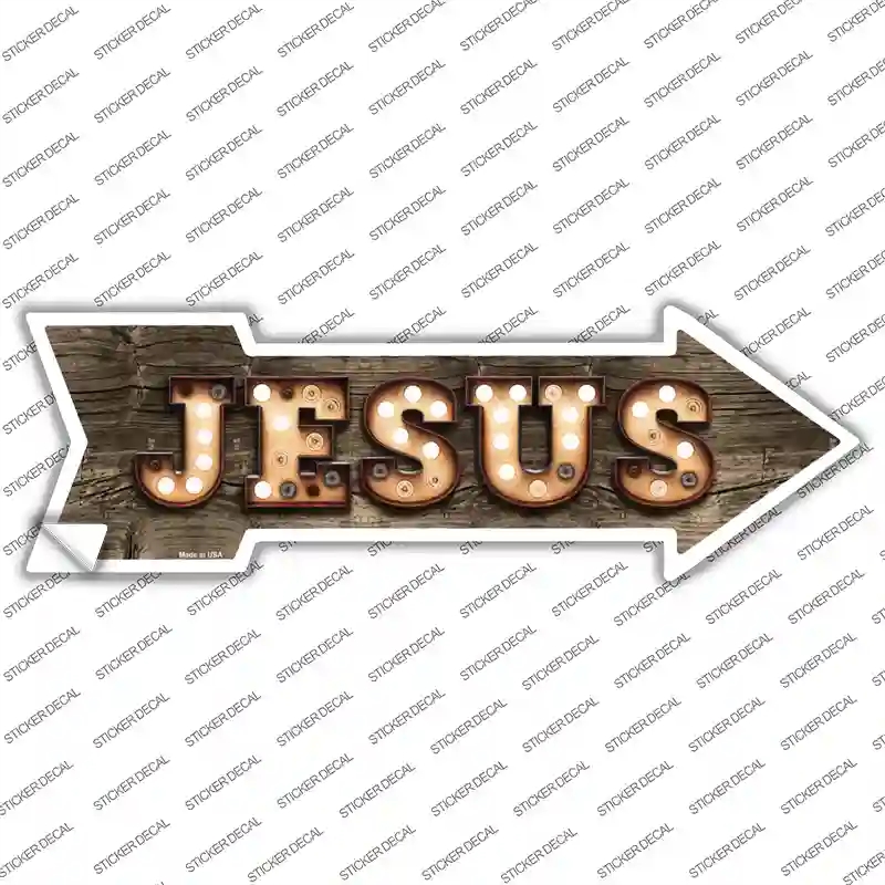 A-498s-XL Jesus Bulb Letters Novelty Arrow Sticker Decal - Extra Large