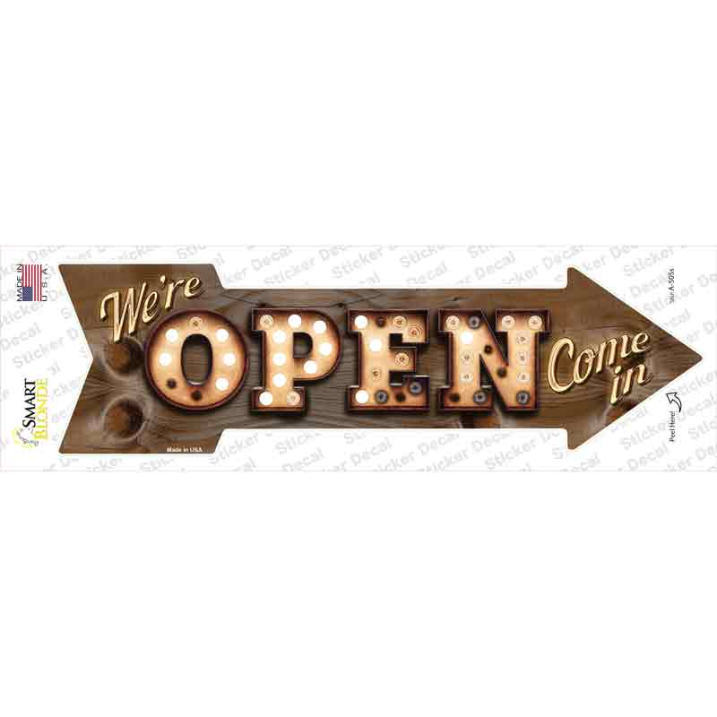 A-505s-M Were Open Bulb Letters Novelty Arrow Sticker Decal - Medium