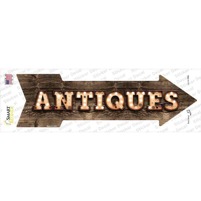 A-508s-M Antiques Bulb Letters Novelty Arrow Sticker Decal - Medium