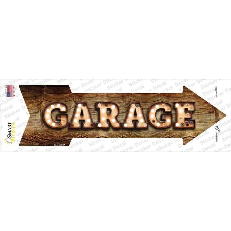 A-518s-M Garage Bulb Letters Novelty Arrow Sticker Decal - Medium