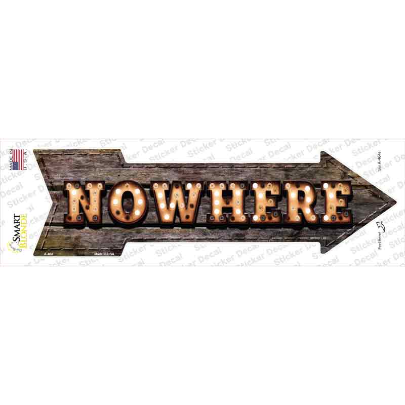 A-464s-M Nowhere Bulb Letters Novelty Arrow Sticker Decal - Medium