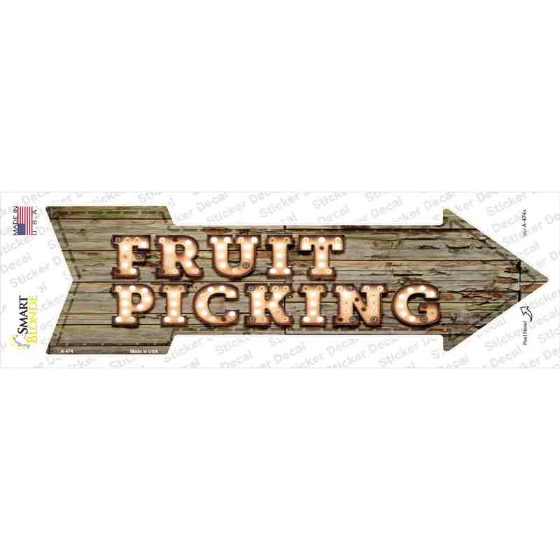A-474s-M Fruit Picking Bulb Letters Novelty Arrow Sticker Decal - Medium