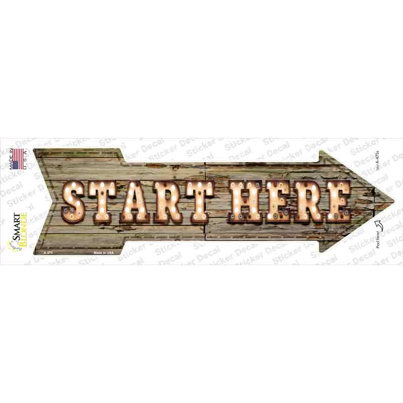 A-475s-M Start Here Bulb Letters Novelty Arrow Sticker Decal - Medium
