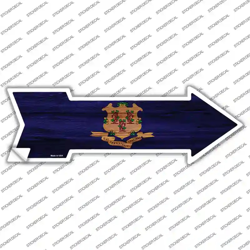 A-528s-L Connecticut State Flag Novelty Arrow Sticker Decal - Large