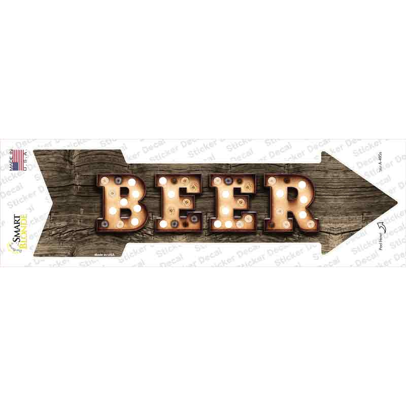 A-495s-M Beer Bulb Letters Novelty Arrow Sticker Decal - Medium