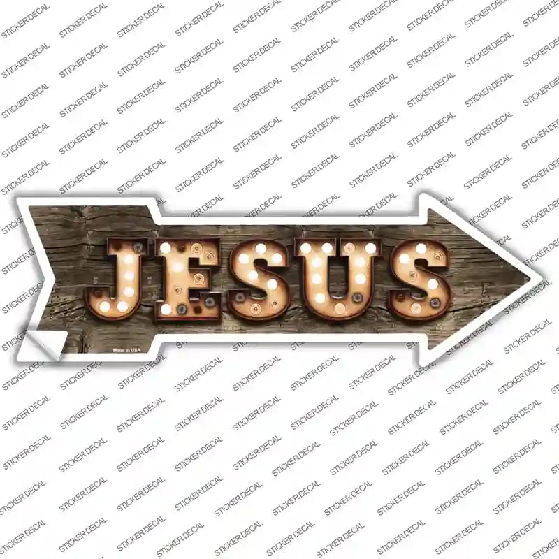 A-498s-L Jesus Bulb Letters Novelty Arrow Sticker Decal - Large