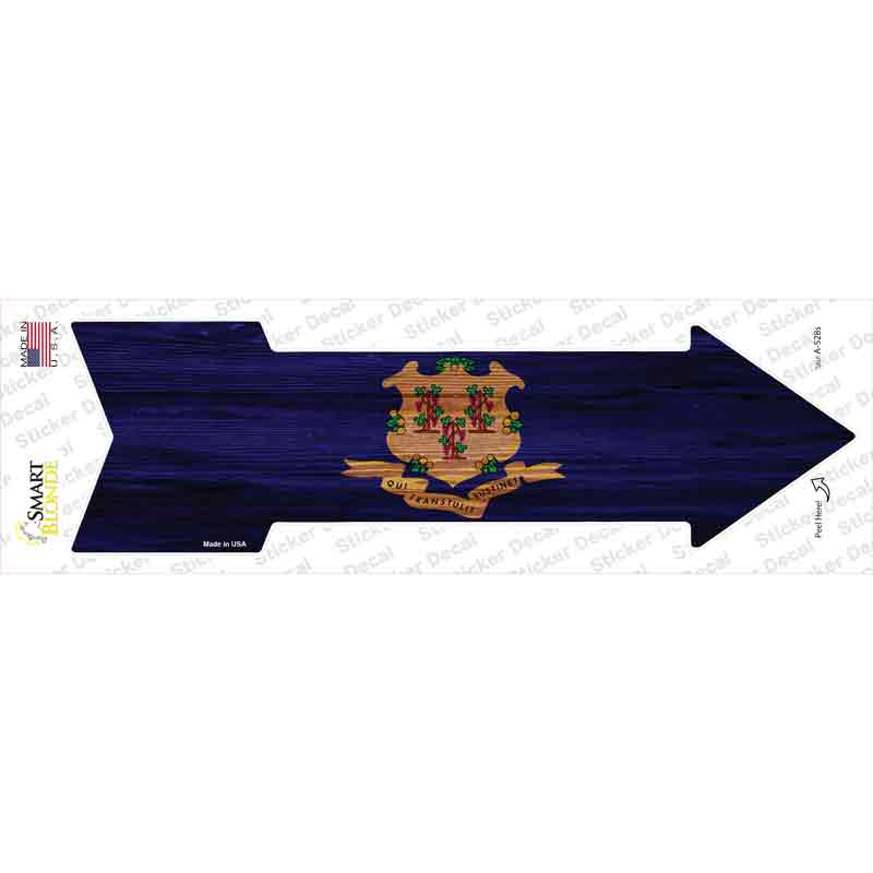 A-528s-M Connecticut State Flag Novelty Arrow Sticker Decal - Medium