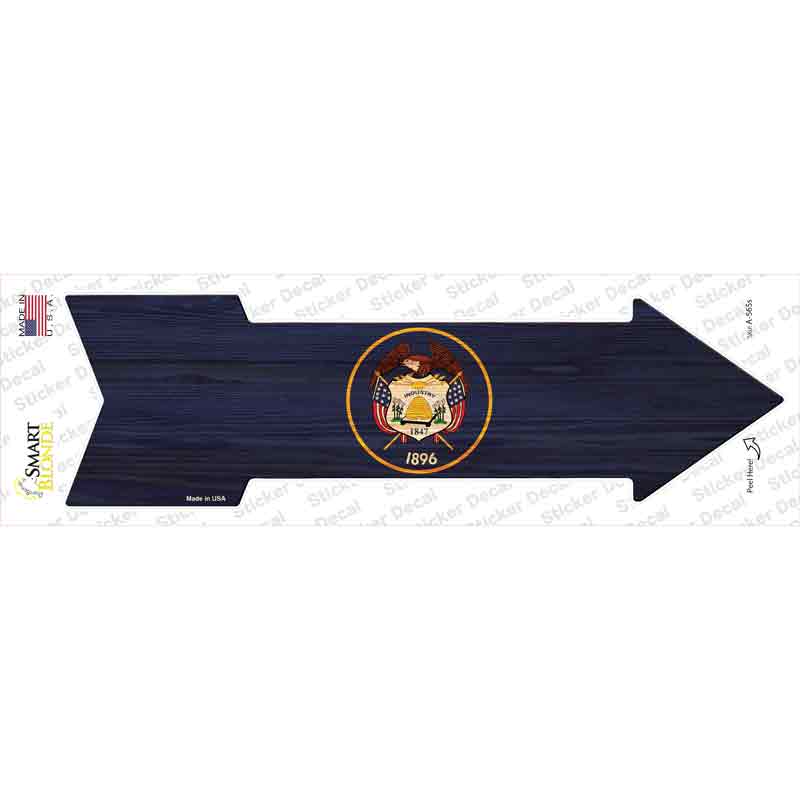 A-565s-M Utah State Flag Novelty Arrow Sticker Decal - Medium