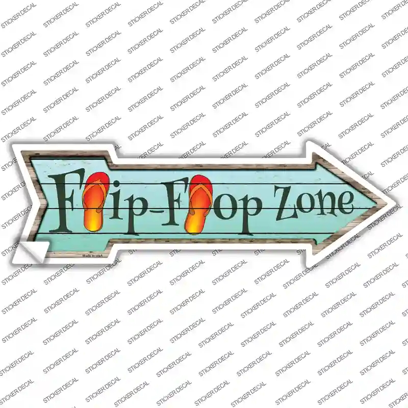 A-572s-XL Orange Flip Flop Zone Novelty Arrow Sticker Decal - Extra Large