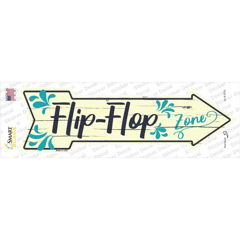 A-573s-M Blue Flip Flop Zone Novelty Arrow Sticker Decal - Medium