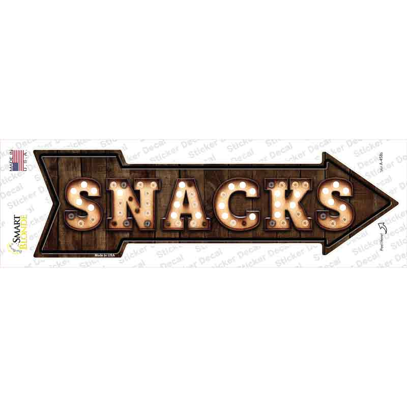 A-458s-M Snacks Bulb Letters Novelty Arrow Sticker Decal - Medium