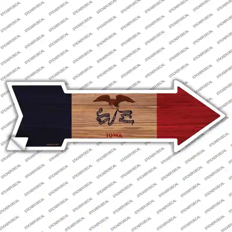 A-536s-L Iowa State Flag Novelty Arrow Sticker Decal - Large