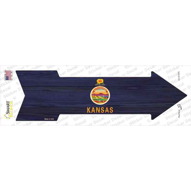 A-537s-M Kansas State Flag Novelty Arrow Sticker Decal - Medium