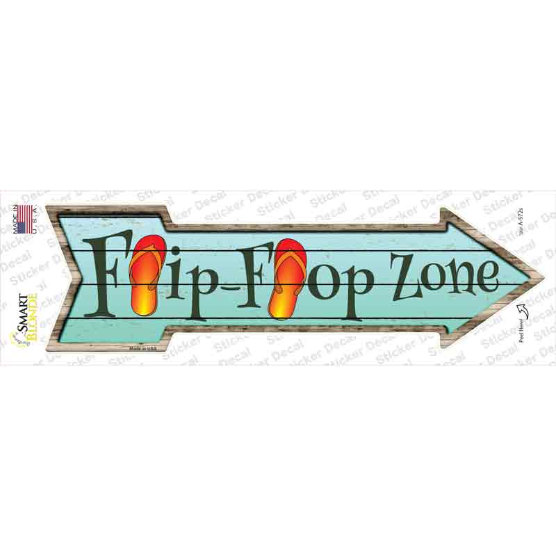 A-572s-M Orange Flip Flop Zone Novelty Arrow Sticker Decal - Medium