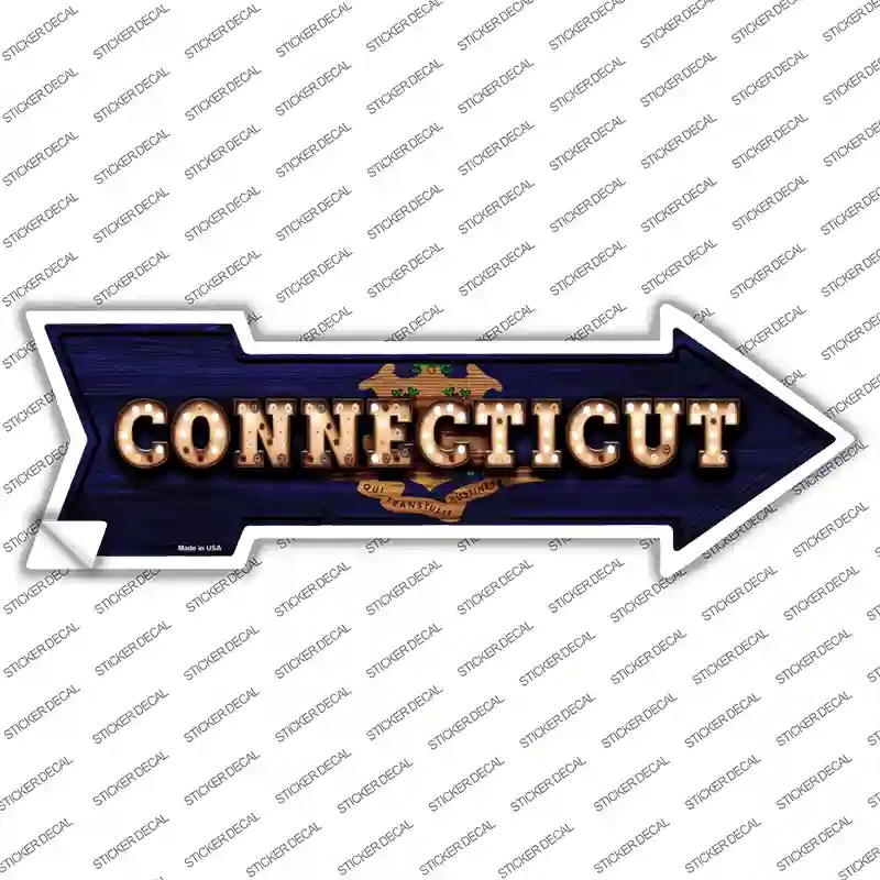 A-587s-S Connecticut Bulb Lettering Novelty Arrow Sticker Decal - Small