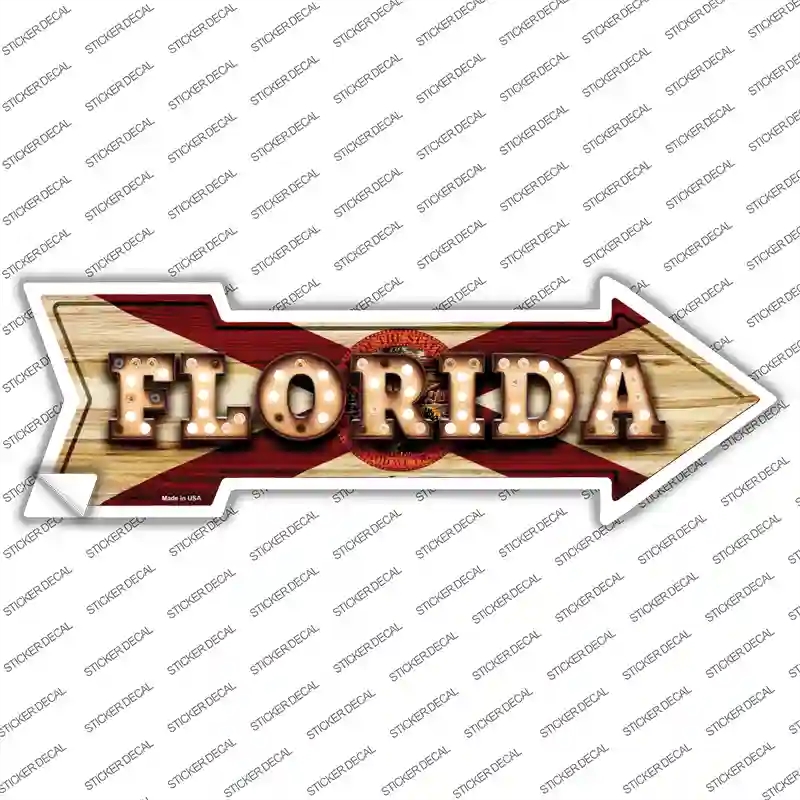 A-589s-L Florida Bulb Lettering Novelty Arrow Sticker Decal - Large