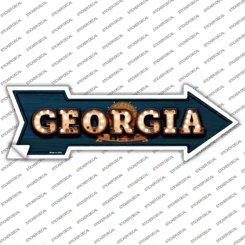 A-590s-S Georgia Bulb Lettering Novelty Arrow Sticker Decal - Small