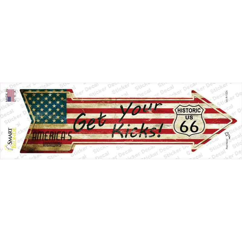 A-122s-M American Flag Get Your Kicks Novelty Arrow Sticker Decal - Medium