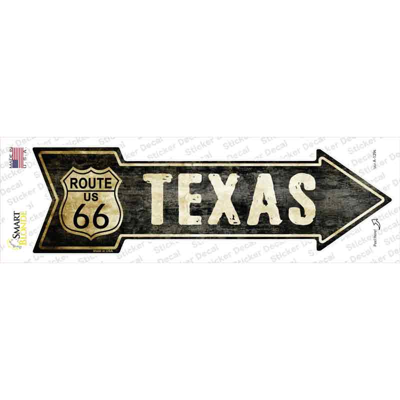 A-129s-M Vintage Route 66 Texas Novelty Arrow Sticker Decal - Medium