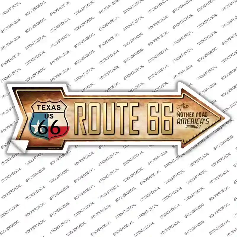 A-137s-S Route 66 Texas Flag Novelty Arrow Sticker Decal - Small