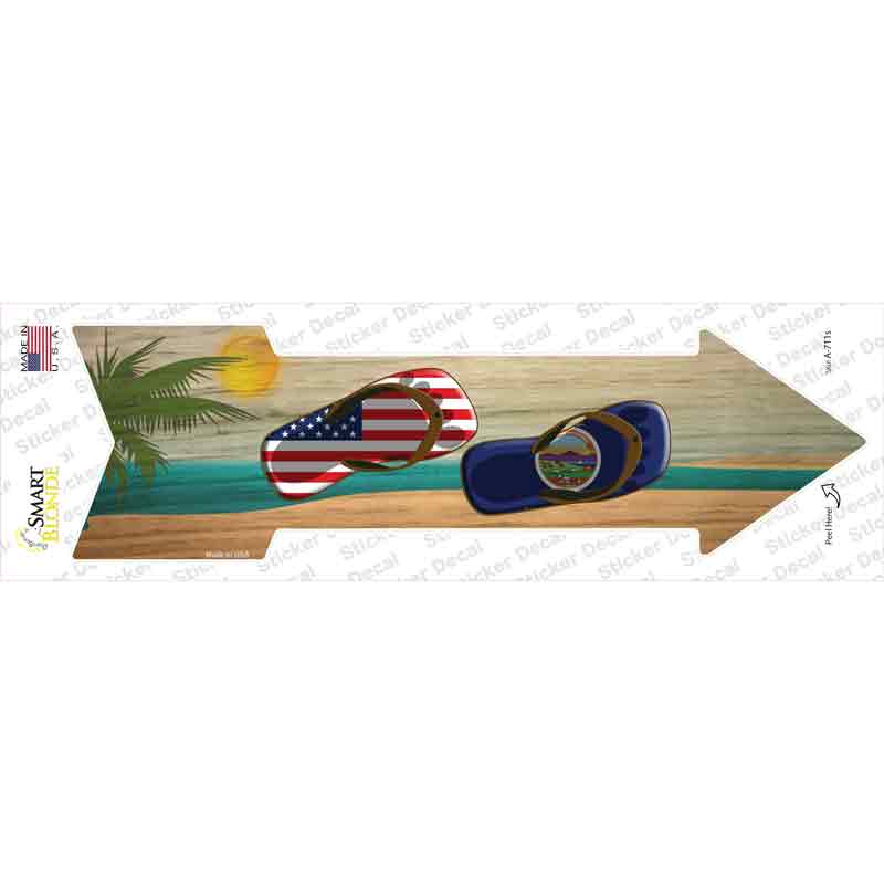 A-711s-M US & Kansas Flag Flip Flop Novelty Arrow Sticker Decal - Medium