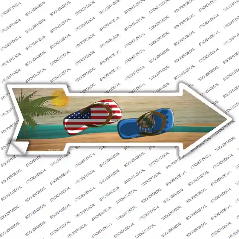 A-731s-L US & Oklahoma Flag Flip Flop Novelty Arrow Sticker Decal - Large