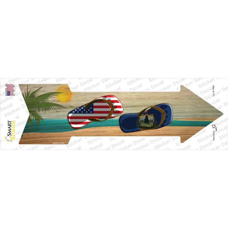 A-740s-M US & Vermont Flag Flip Flop Novelty Arrow Sticker Decal - Medium