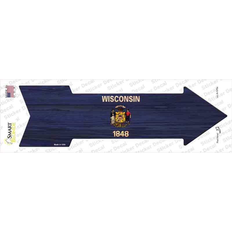 A-570s-M Wisconsin State Flag Novelty Arrow Sticker Decal - Medium