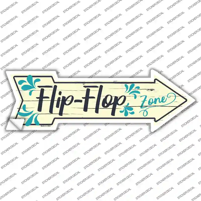 A-573s-S Blue Flip Flop Zone Novelty Arrow Sticker Decal - Small
