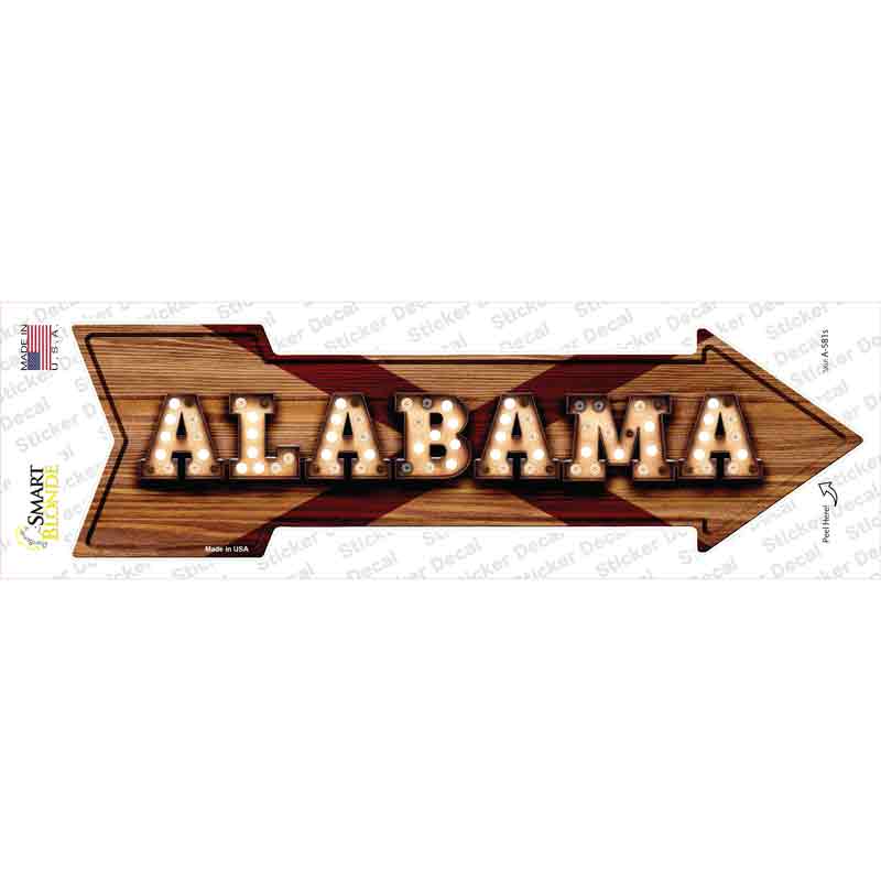 A-581s-M Alabama Bulb Lettering Novelty Arrow Sticker Decal - Medium