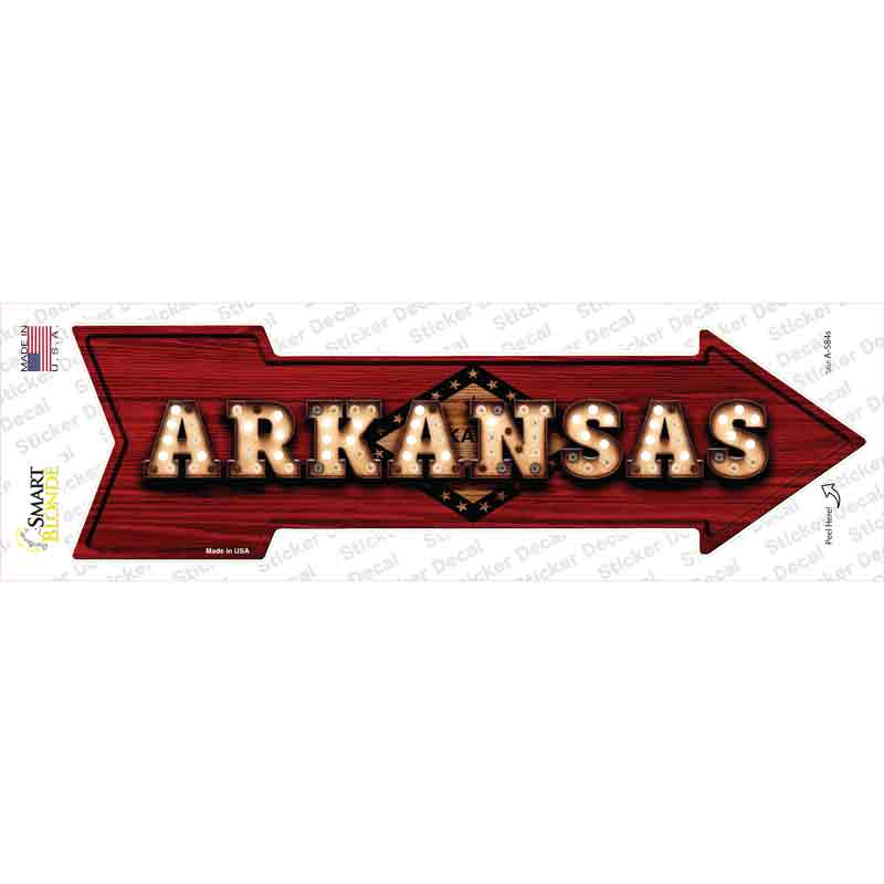 A-584s-M Arkansas Bulb Lettering Novelty Arrow Sticker Decal - Medium