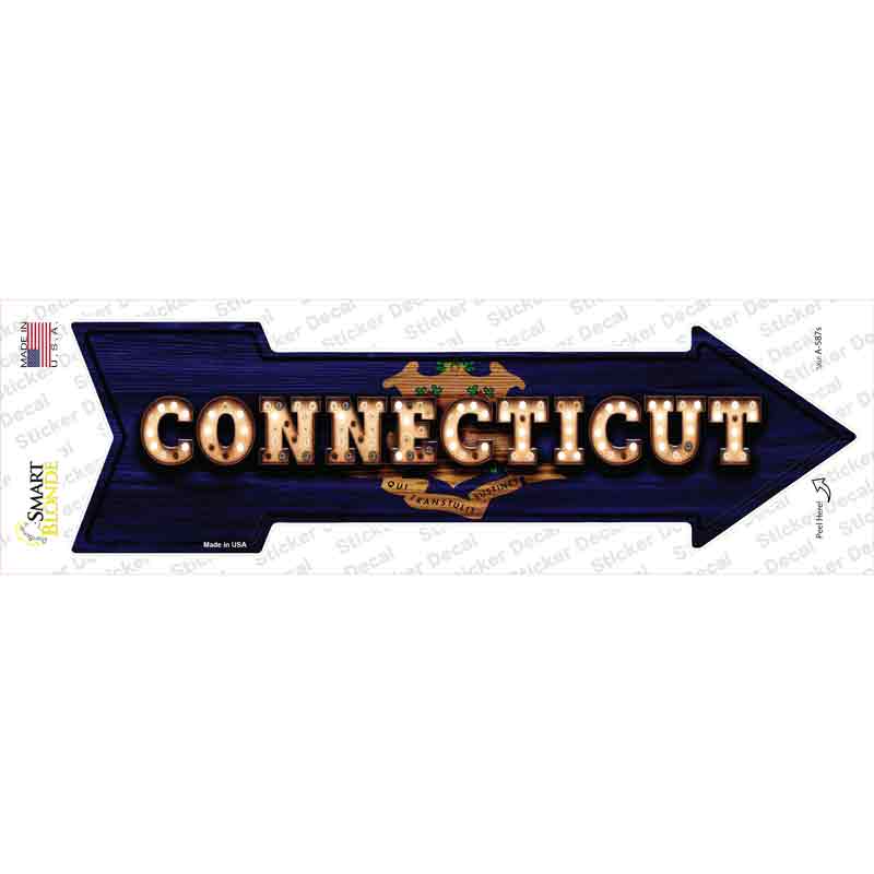 A-587s-M Connecticut Bulb Lettering Novelty Arrow Sticker Decal - Medium
