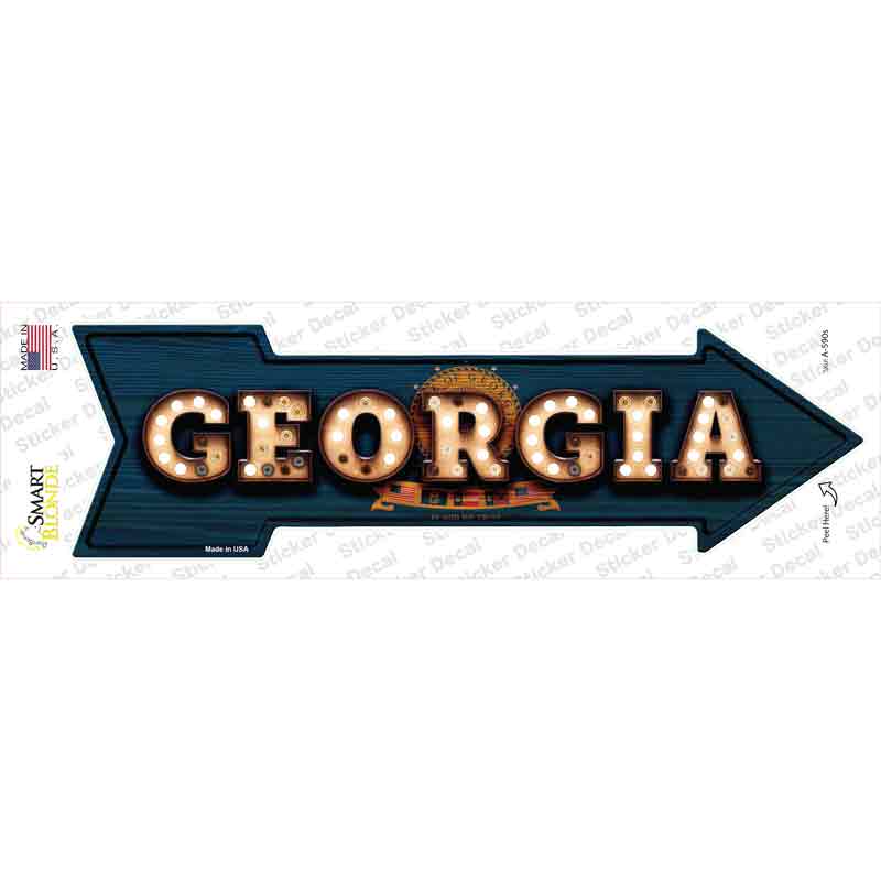 A-590s-M Georgia Bulb Lettering Novelty Arrow Sticker Decal - Medium