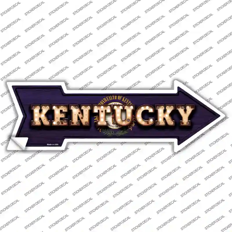 A-597s-S Kentucky Bulb Lettering Novelty Arrow Sticker Decal - Small