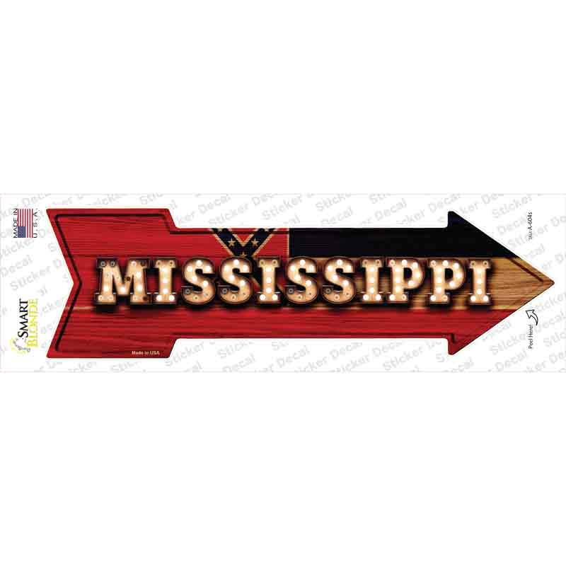 A-604s-M Mississippi Bulb Lettering Novelty Arrow Sticker Decal - Medium