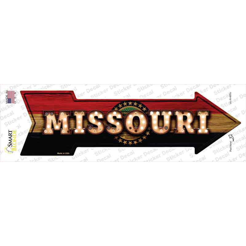 A-605s-M Missouri Bulb Lettering Novelty Arrow Sticker Decal - Medium