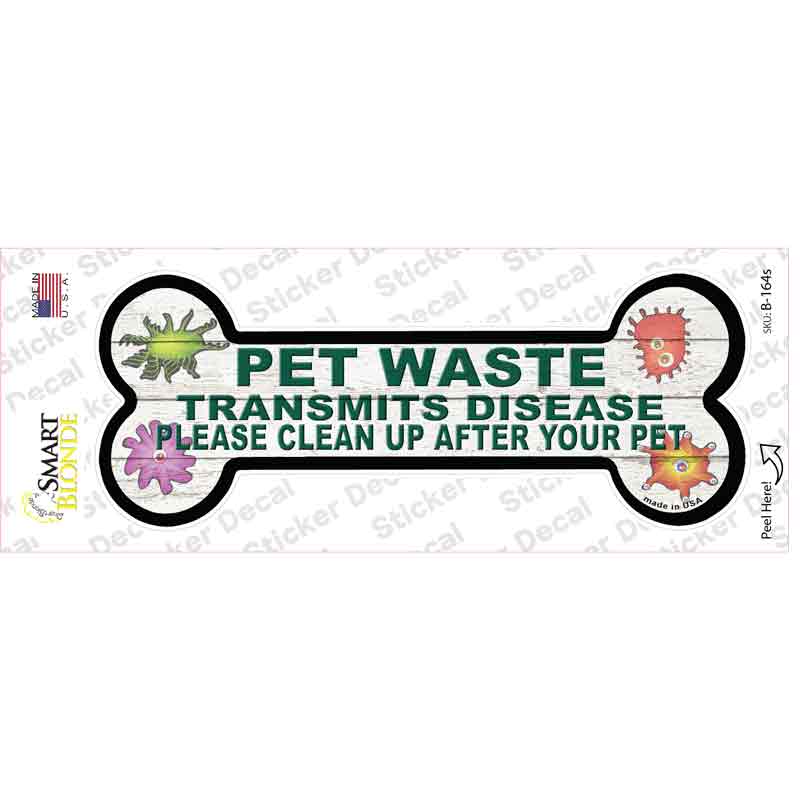 B-164s-M Pet Waste Novelty Bone Sticker Decal - Medium