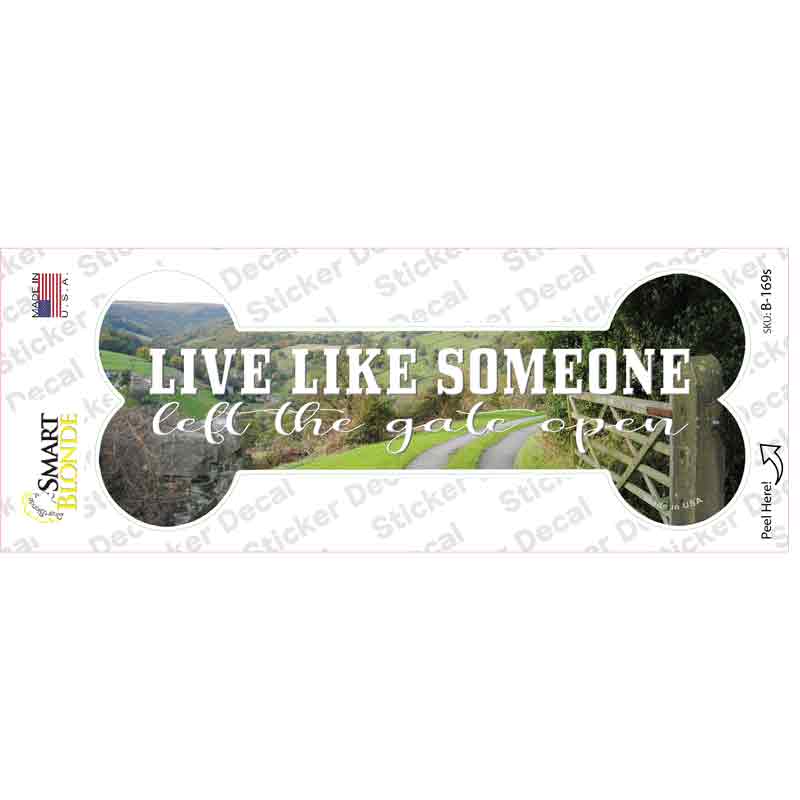 B-169s-M Left Gate Open Novelty Bone Sticker Decal - Medium