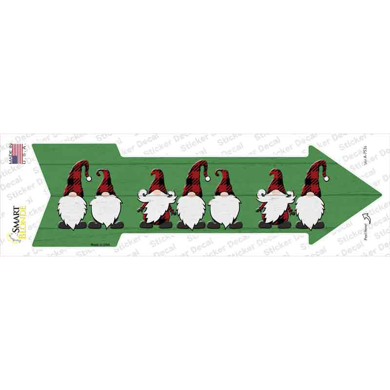 A-753s-M Christmas Gnomes Novelty Arrow Sticker Decal - Medium
