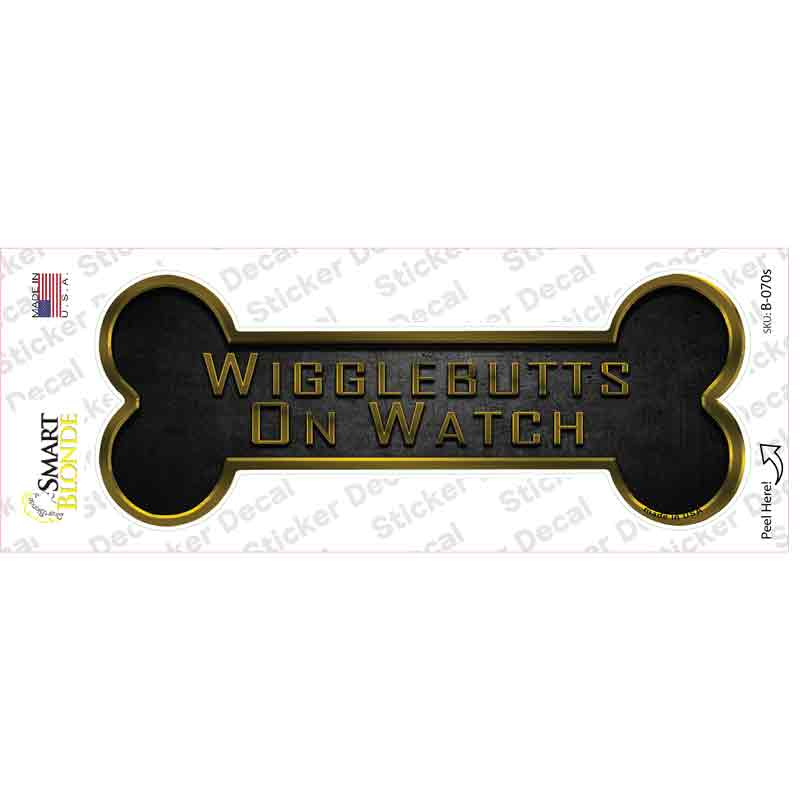 B-070s-M Wigglebutts on Watch Novelty Bone Sticker Decal - Medium