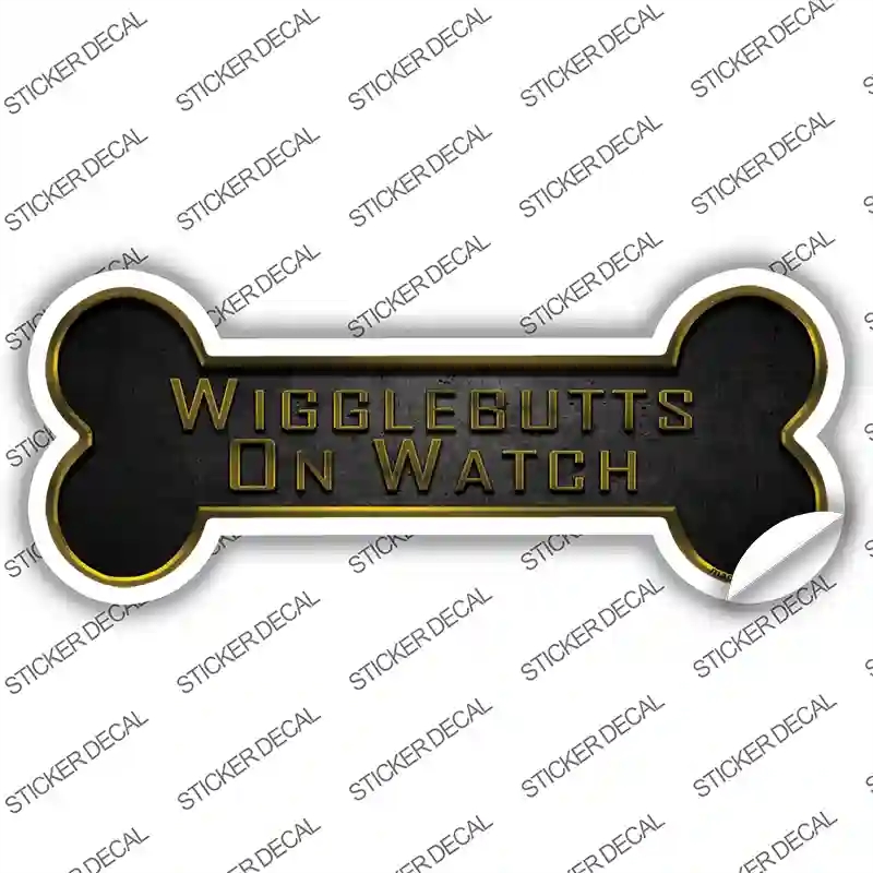 B-070s-S Wigglebutts on Watch Novelty Bone Sticker Decal - Small
