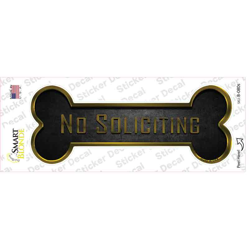 B-080s-M No Soliciting Novelty Bone Sticker Decal - Medium