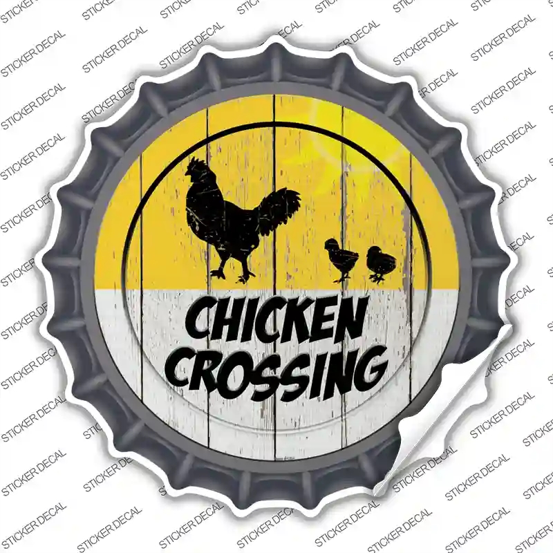 BC-1149s-XL Chicken Crossing Novelty Bottle Cap Sticker Decal - Extra Large